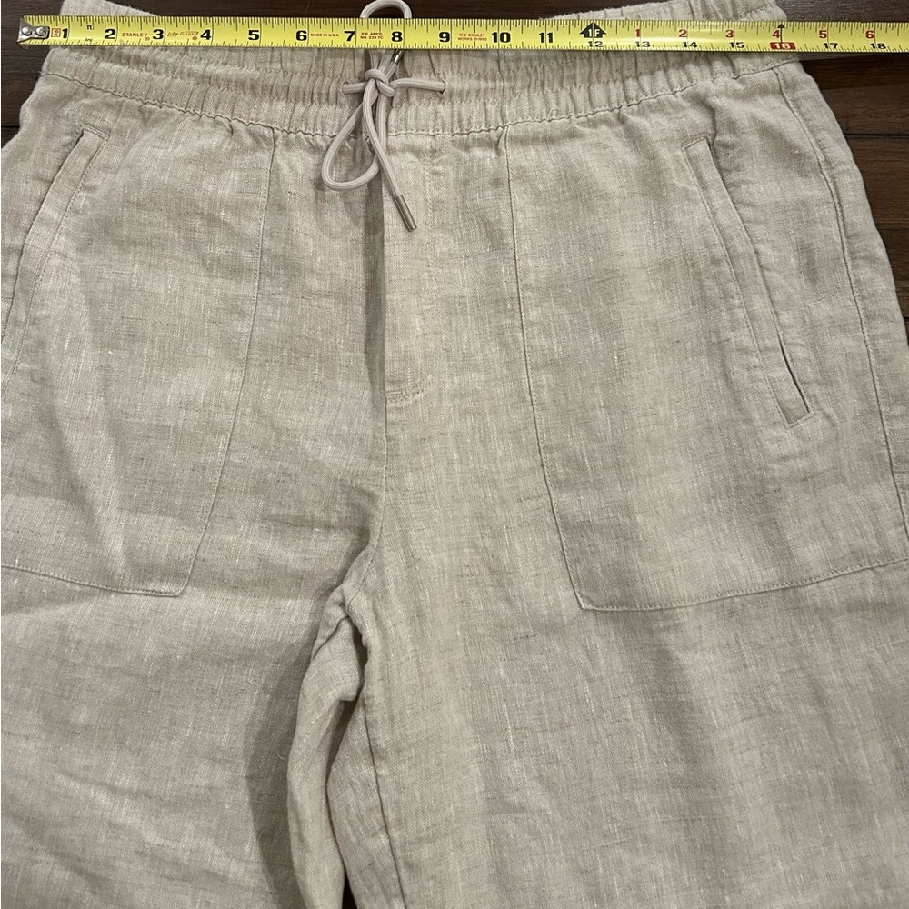 Athleta Tan Retreat Linen High Rise Jogger Pants size Medium Tall Style 851026 - Picture 7 of 12